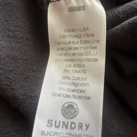 Sundry Smock-Waist Dress Womens Medium Black Midi Pullover Stretch USA NWT - Picture 11 of 13